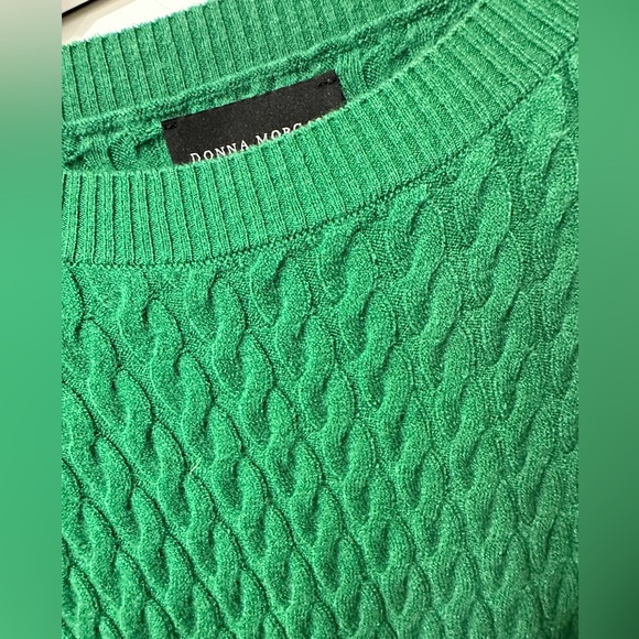 Donna Morgan Green Cable Knit Sweater Dress Size Large - Picture 3 of 4